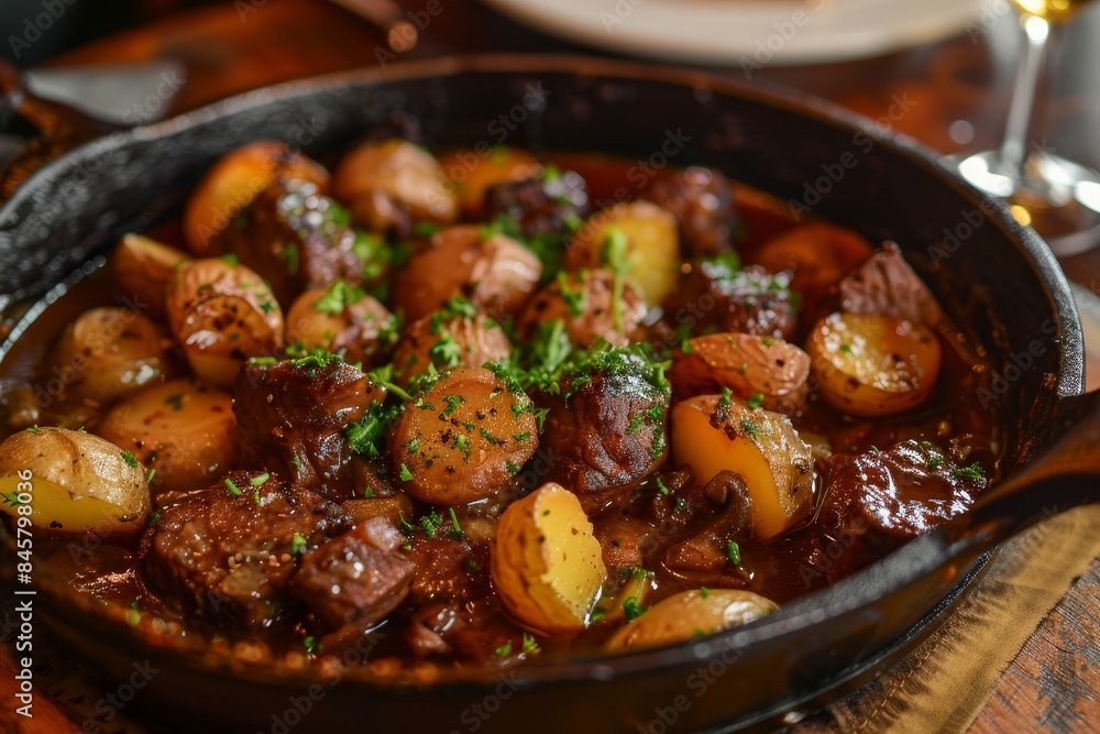 Beef stew with fried potatoes Beef stew with fried potatoes