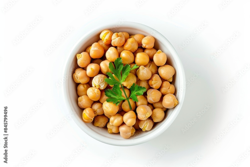 Chick peas in white bowl top view Chick peas in white bowl top view