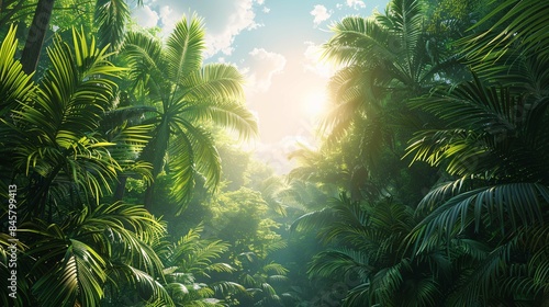 Tropical summer scene with palms.