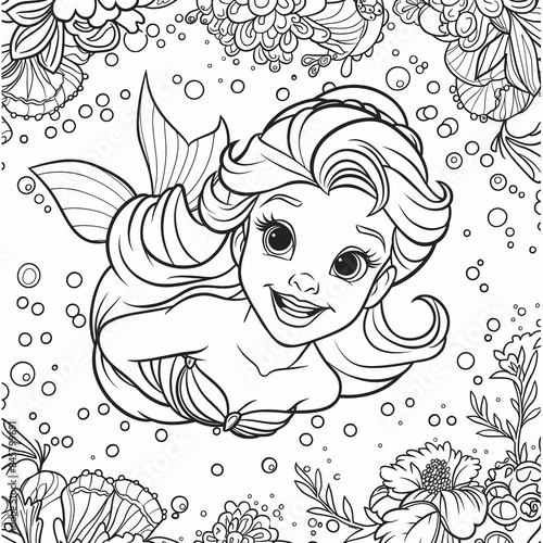 Obraz na płótnie Mermaid Coloring page for kids w salonie
