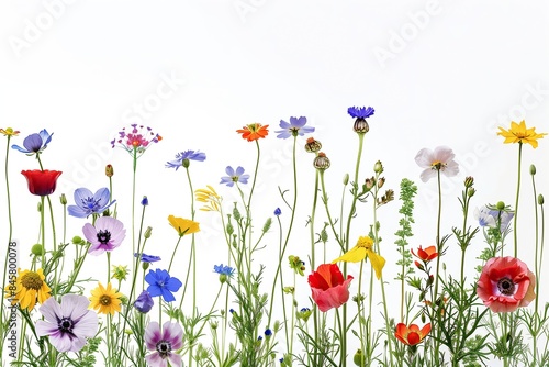 Beautiful wildflowers drawing on a white background