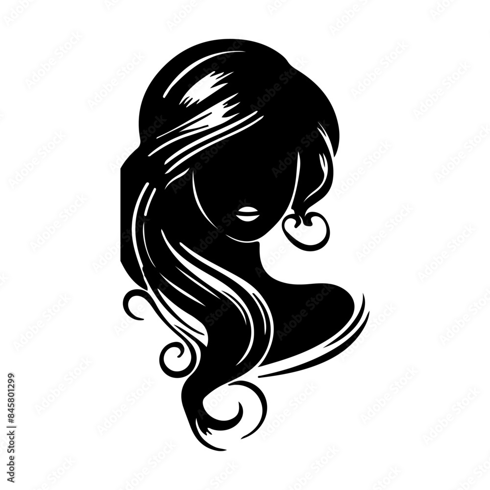 Creative luxury beauty woman hair style black logo design silhouette with white background. Creative luxury beauty woman hair style black logo design silhouette with white background.