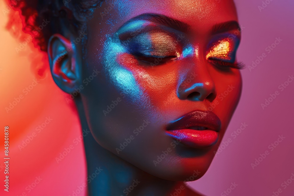 beautiful african american woman with glamorous makeup beauty salon concept