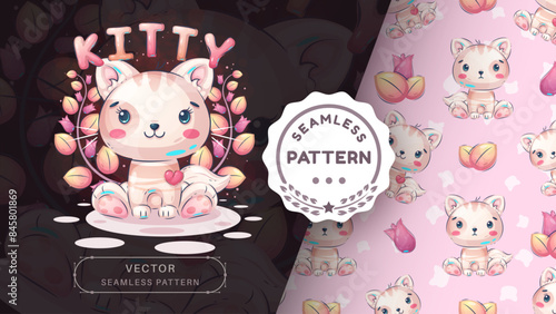 Cartoon character cute animal cat