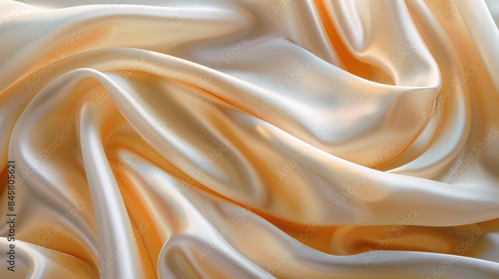 delicate creamy color satin fabric with soft folds, textile background delicate creamy color satin fabric with soft folds, textile background