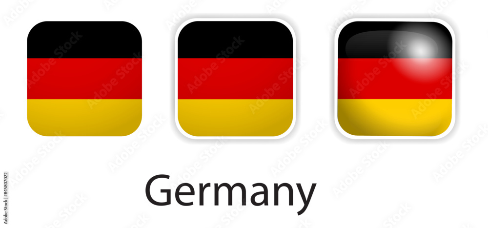 Naklejka premium Germany flag vector icons set in the shape of rounded square