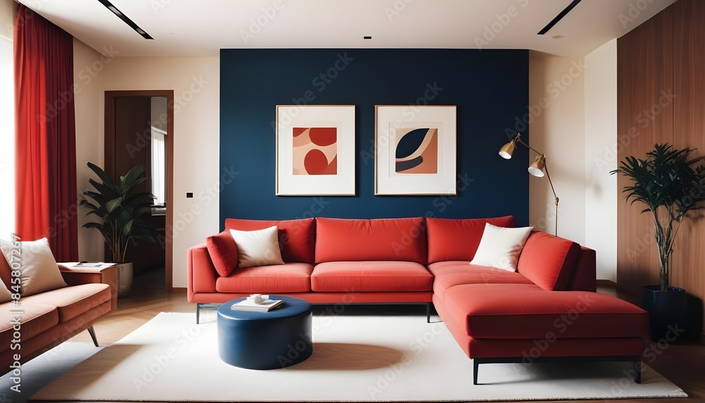 Fototapeta premium inimalist interior design style, futuristic home office, sleek furniture, state of the art technology