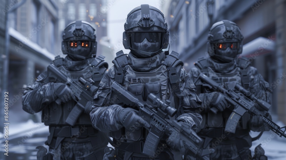 Group portrait of special police force SWAT tactical team Group portrait of special police force SWAT tactical team