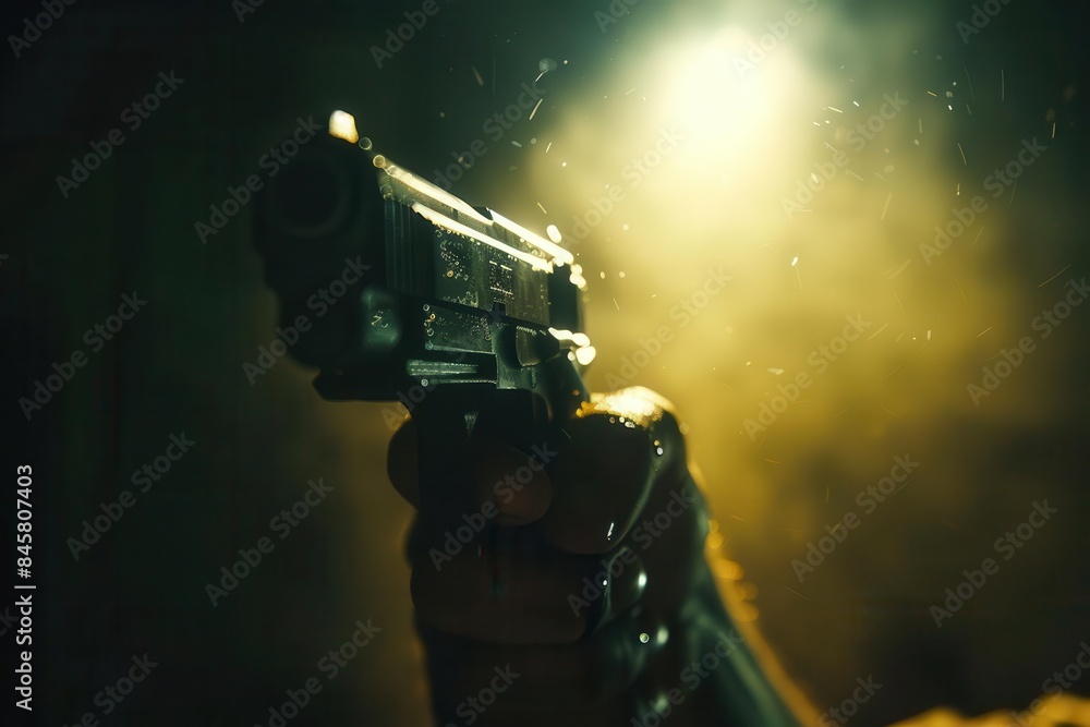 closeup of a person holding a gun dramatic lighting crime concept photo closeup of a person holding a gun dramatic lighting crime concept photo