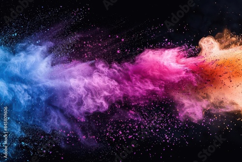 colorful powder explosion isolated on black background abstract photography