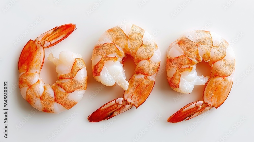 Three shrimp arranged on a white background Three shrimp arranged on a white background