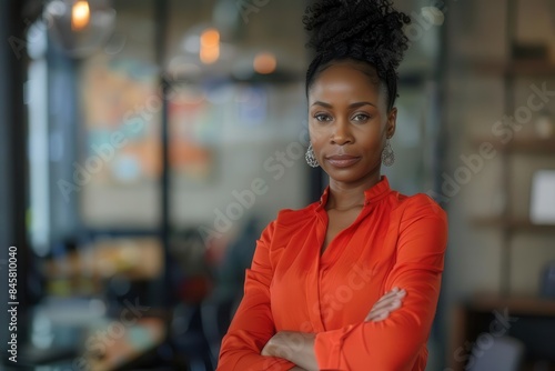 confident african american businesswoman in modern office successful startup meeting