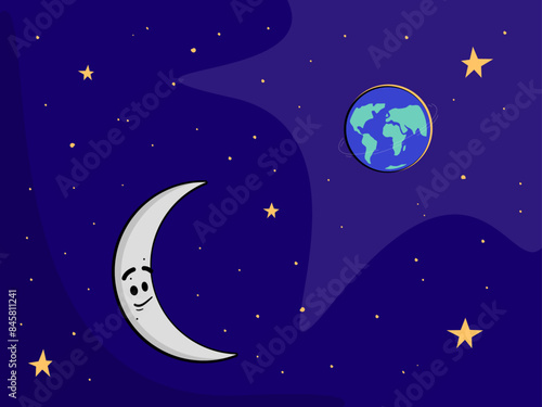 Moon and Earth