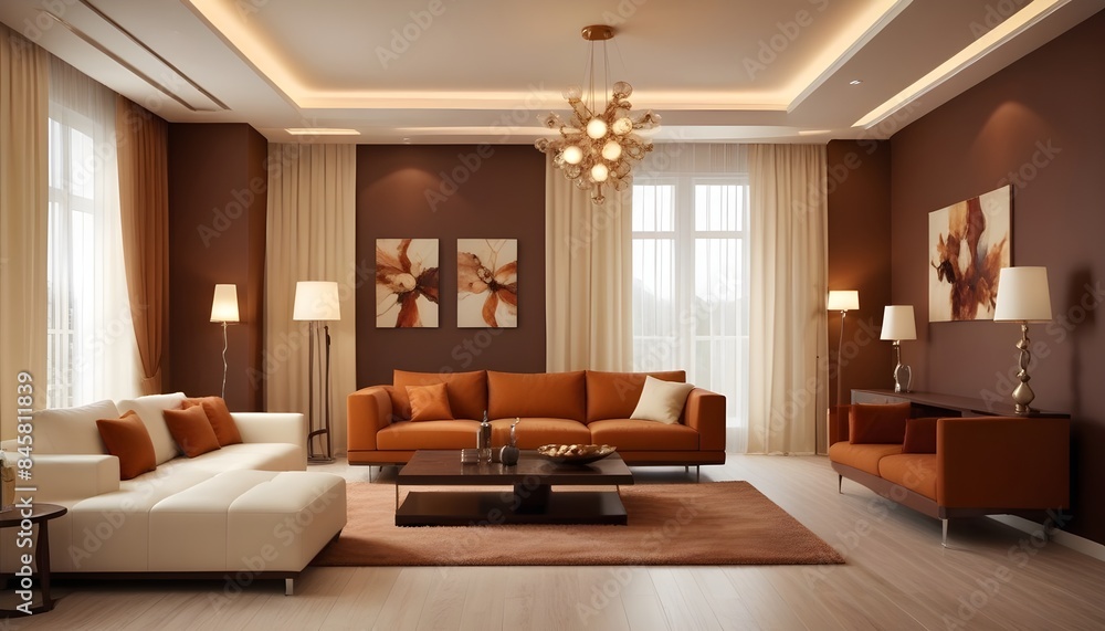 Fototapeta premium inimalist interior design style, futuristic home office, sleek furniture, state of the art technology