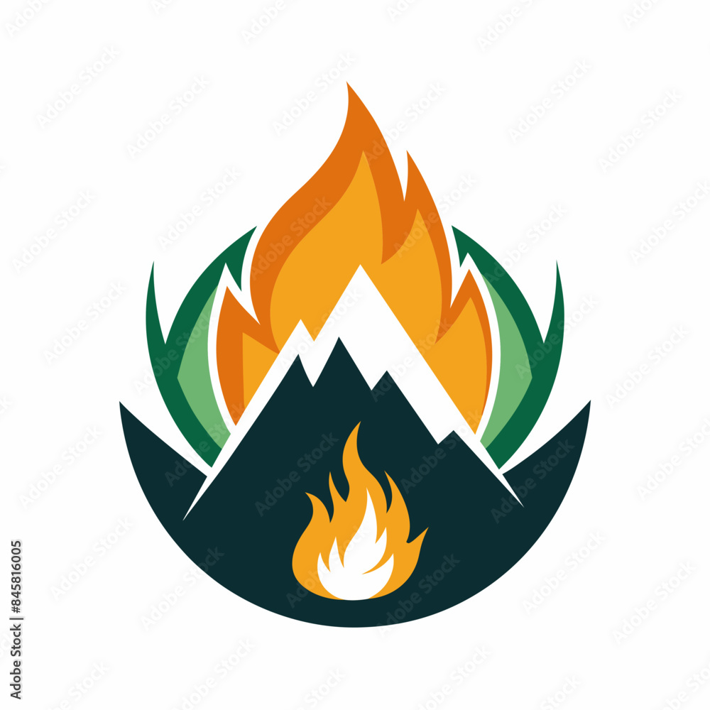 camp fire logo vector artwork illustration camp fire logo vector artwork illustration