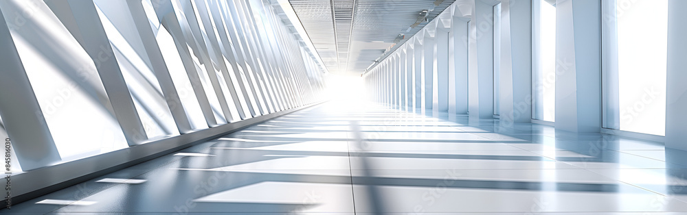 Naklejka premium interior structure of a building path way Moving walkway and light on background