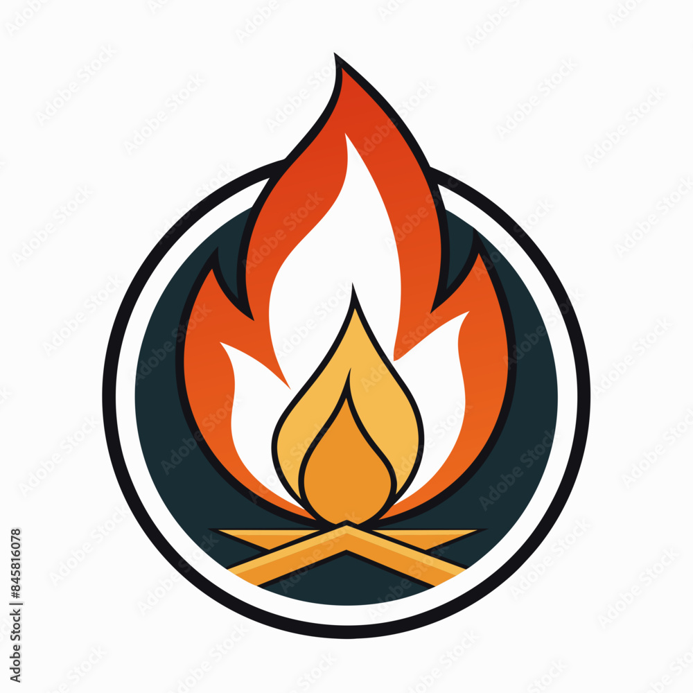 camp fire logo vector artwork illustration camp fire logo vector artwork illustration