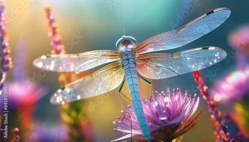 A beautifull dragonfly  in the morning photo