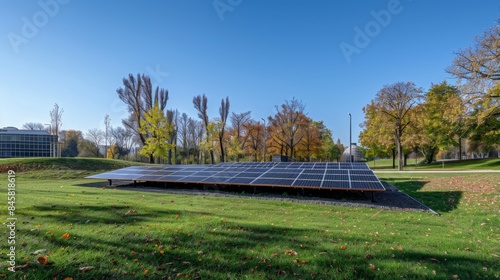 Solar Panels in a Park Setting, Generative AI