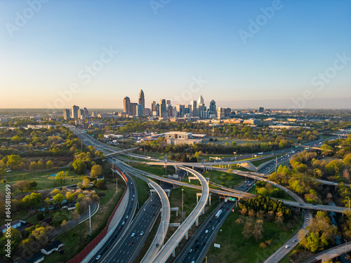 Canvastavla City of Charlotte North Carolina at sunrise