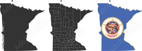 Minnesota state of USA. Minnesota flag and territory. States of America territory on white background. Separate states. Vector illustration