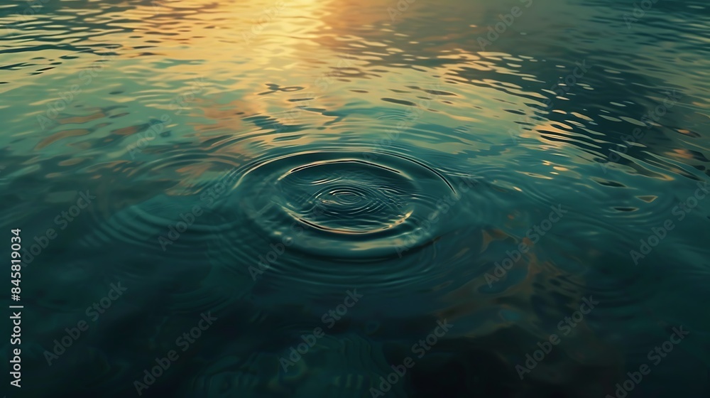 Obraz premium A ripple effect spreading across calm waters symbolizing the impact of actions on the world
