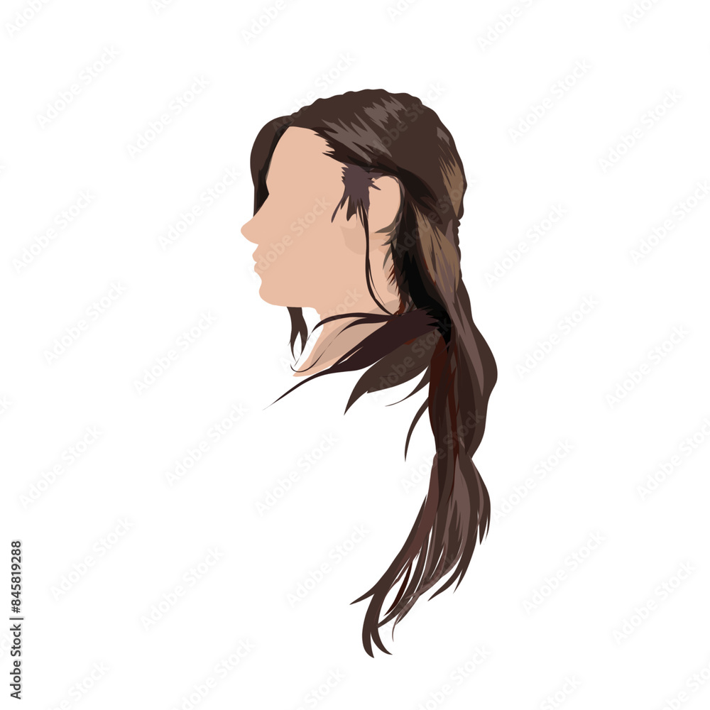 portrait of a woman with long hair without background portrait of a woman with long hair without background