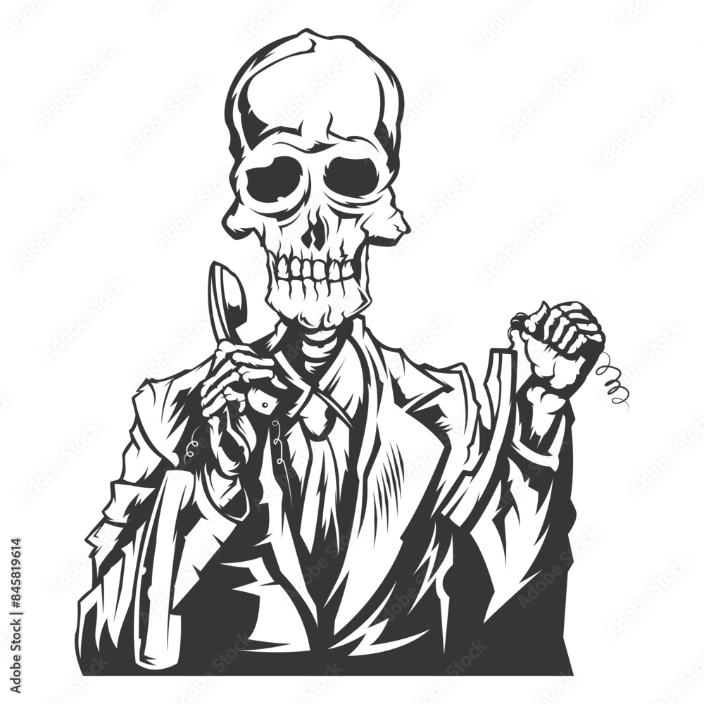 Isolated illustration of dead call center operator Isolated illustration of dead call center operator