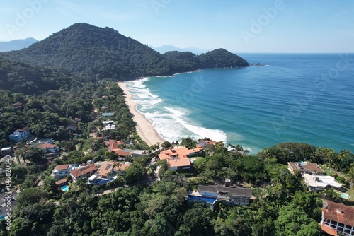 Aerial View of Tenorio beach at Ubatuba, Sao Paulo, Brazil photo