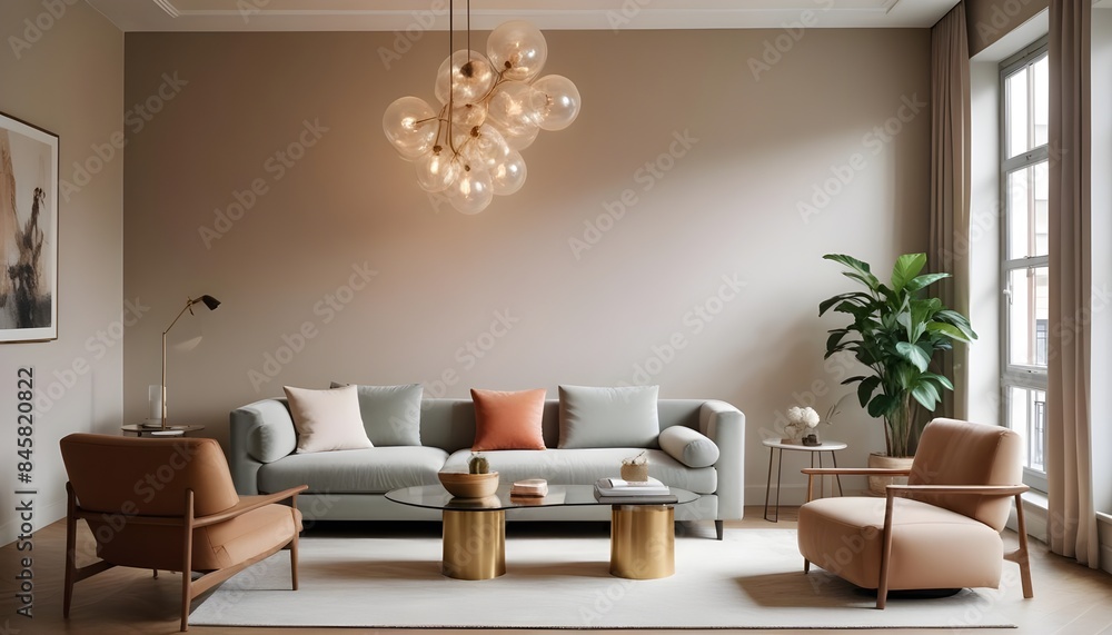 Fototapeta premium inimalist interior design style, futuristic home office, sleek furniture, state of the art technology