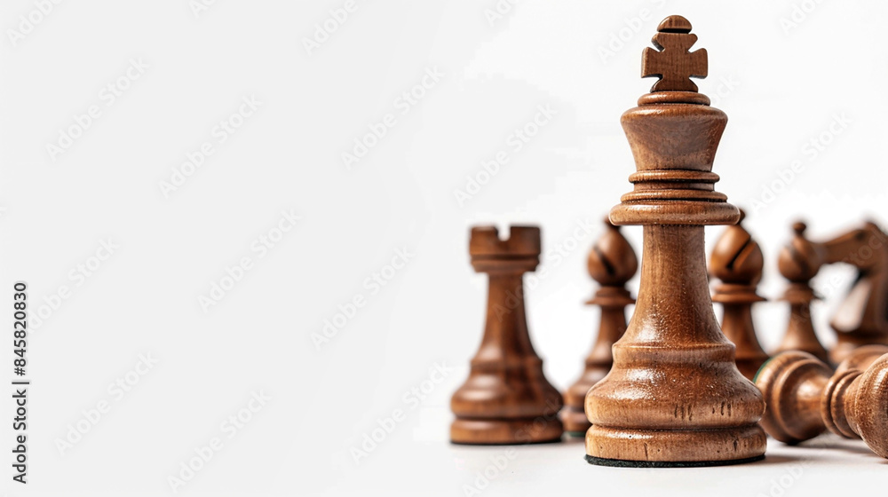 wide detailed closeup background banner photo of wooden chess pieces set with white copy space wide detailed closeup background banner photo of wooden chess pieces set with white copy space