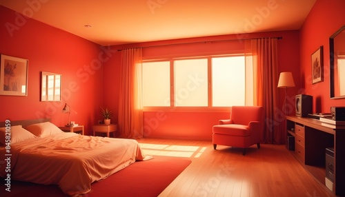 inimalist interior design style, futuristic home office, sleek furniture, state of the art technology