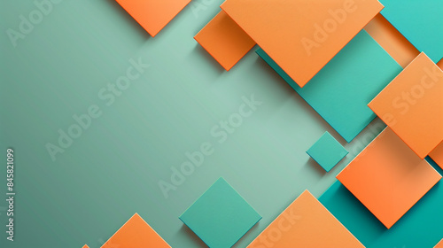 Free Download Orange and Turquoise square shape background presentation design - GFXLoad