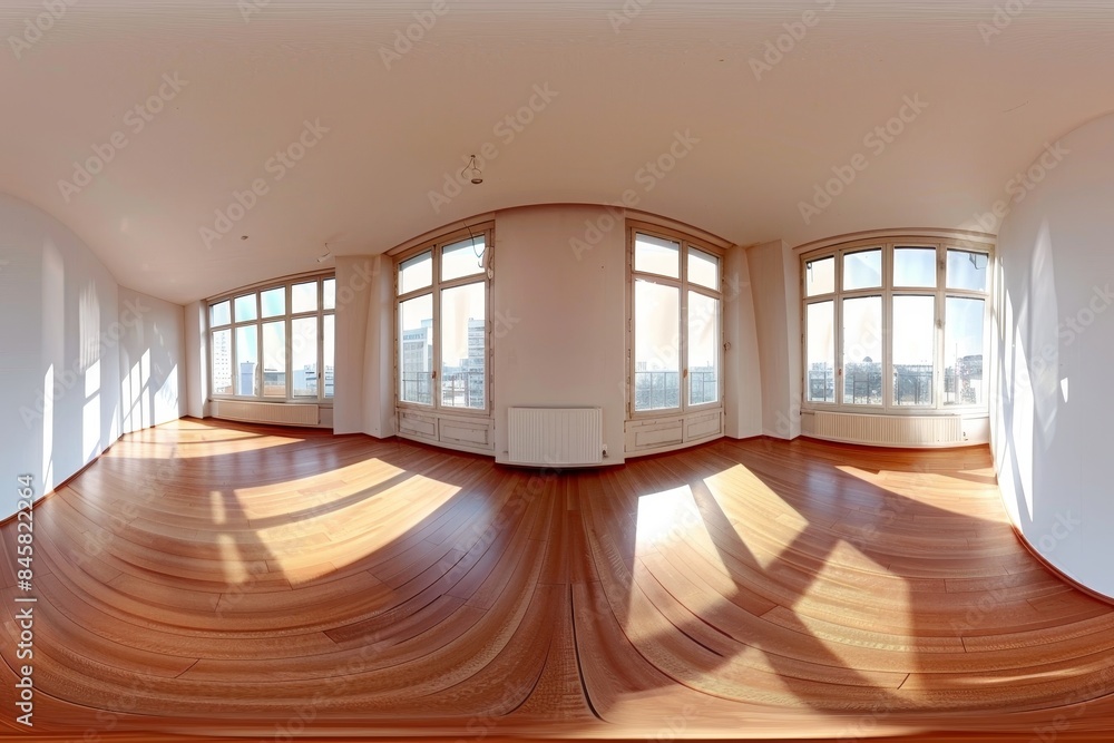 Equirectangular Room Furnished interior room with 360 degree HDRI panorama in ...