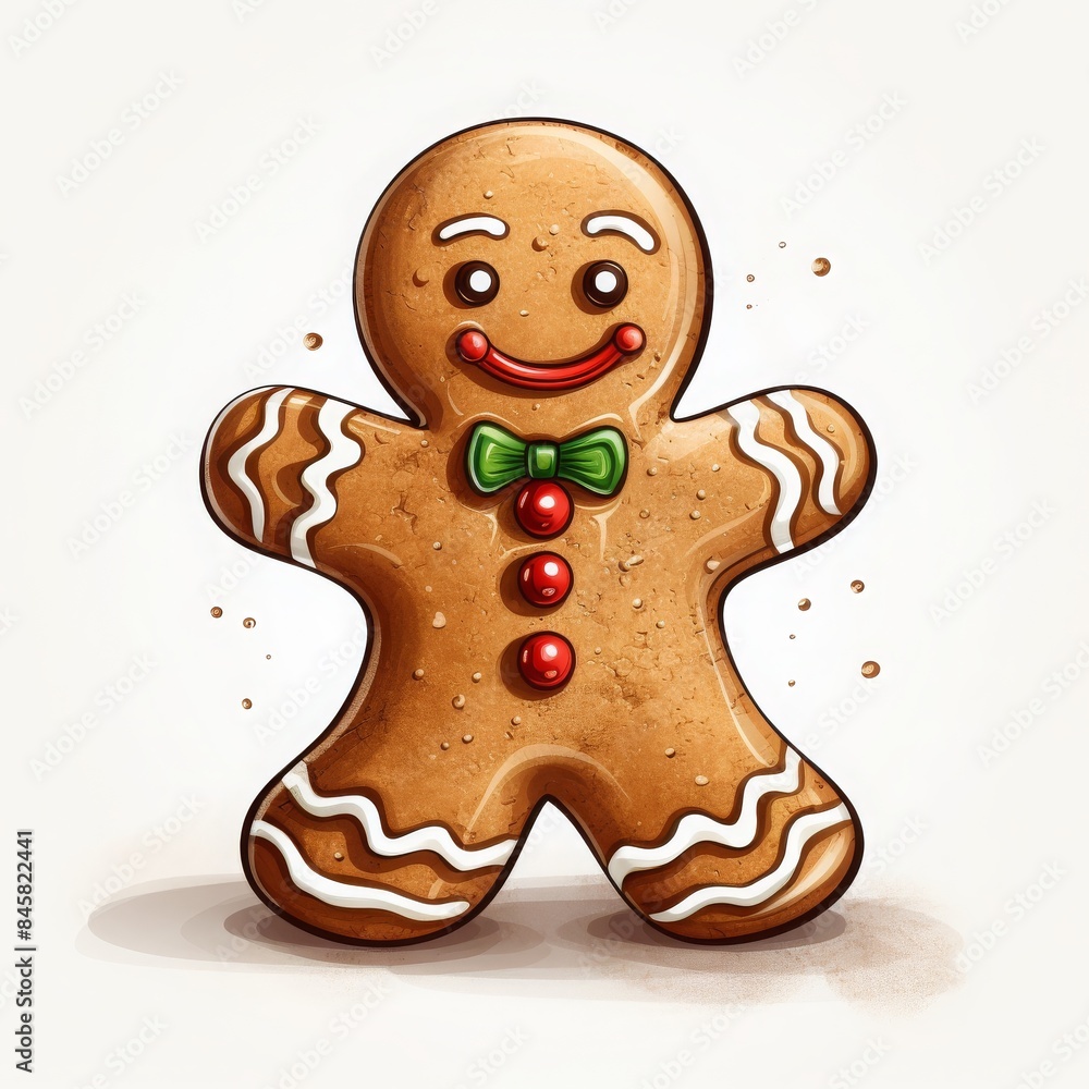 A cheerful gingerbread man cookie adorned with icing and candy perfect for Christmas and holiday celebrations A cheerful gingerbread man cookie adorned with icing and candy perfect for Christmas and holiday celebrations