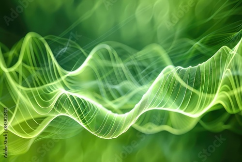 Sound Waves of Clean Energy Abstract sound wave patterns in shades of green represent the harmonious hum of clean energy sources
