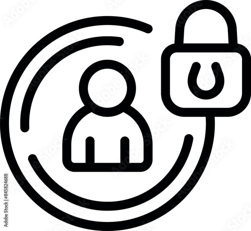 Safe and secure, icon of a person being protected by a padlock symbolising data privacy and security