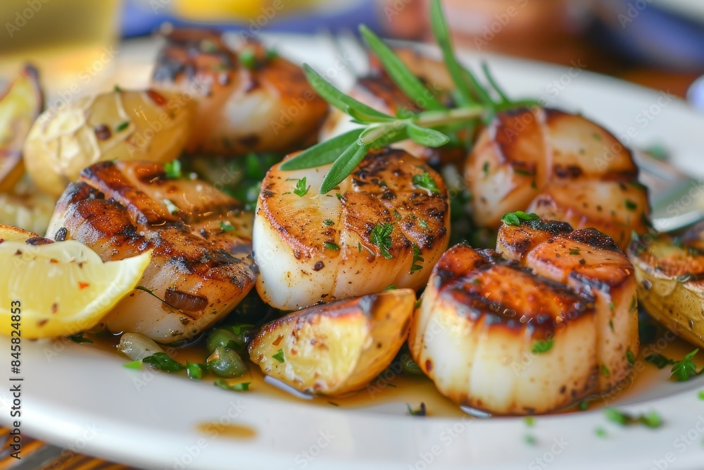 Grilled scallops with roasted potatoes Grilled scallops with roasted potatoes