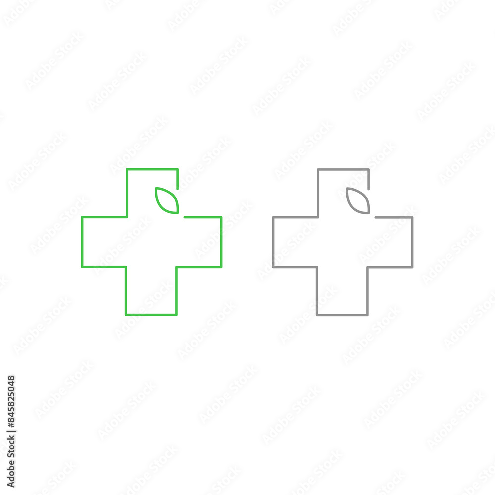 Fototapeta premium Health Pharmacy Medical Hospital Logo Green Cross Sign Symbol isolated on White
