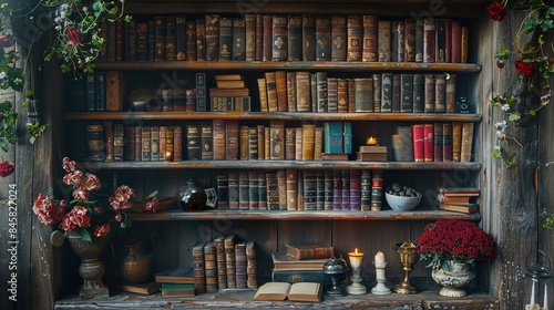 Wallpaper Mural vintage studio photo backdrop with shelves full of books and candles  Torontodigital.ca