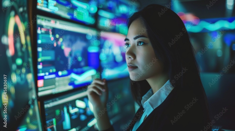 portrait female person entrepreneur working using modern technology coding. portrait female person entrepreneur working using modern technology coding.