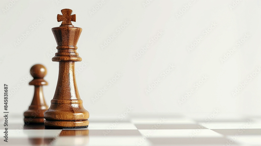 wide detailed closeup background banner photo of wooden chess pieces set with white copy space wide detailed closeup background banner photo of wooden chess pieces set with white copy space