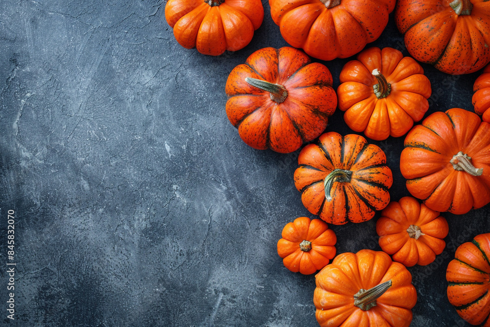 Spooky Halloween frame with colorful leaves, Jack o Lantern pumpkins, spider, bat, Thanksgiving, harvest day background with autumn accessories. Mockup with copy space for halloween style product AI Spooky Halloween frame with colorful leaves, Jack o Lantern pumpkins, spider, bat, Thanksgiving, harvest day background with autumn accessories. Mockup with copy space for halloween style product AI