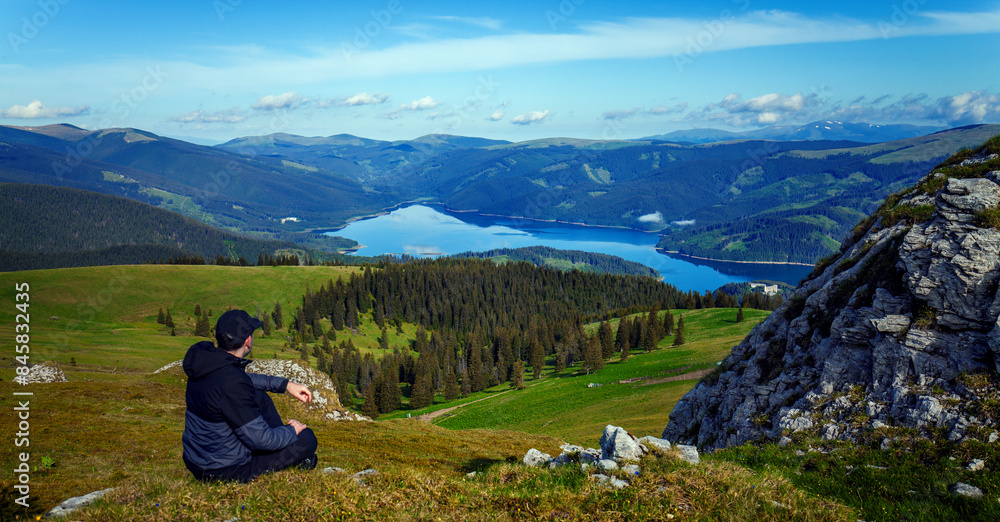 Vidra Lake, aerial panorama, Fratosteanu Mountain
Vidra Lake, aerial panorama, Fratosteanu Mountain