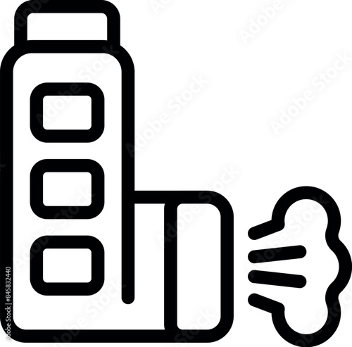 Line art icon of an inhaler dispensing a relieving vapor puff for asthma sufferers