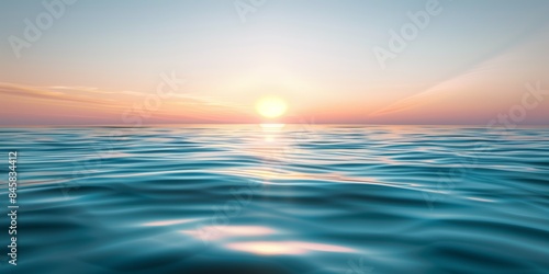 Landscape  Vast Ocean under Soft Sunset Light  Tranquil and Beautiful Seascape