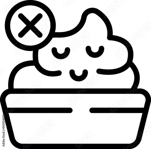Kawaii character is frowning upon a bowl of moldy food, emphasizing the importance of food safety