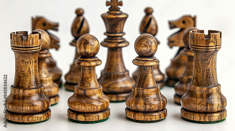 wide detailed closeup background banner photo of wooden chess pieces set with white copy space wide detailed closeup background banner photo of wooden chess pieces set with white copy space