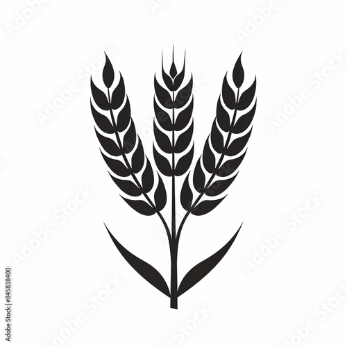 Vector illustration black silhouette shape of wheat ear