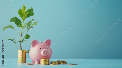 Wallpaper Mural Pig piggy bank and seedlings grown on bottles - investment ideas for growth Torontodigital.ca